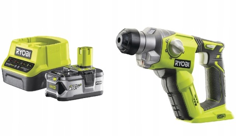 RYOBI MŁOTOWIERTARKA UDAROWA 18V SDS+ DO BETONU, 4 TRYBY, DŁUTOWANIA LED