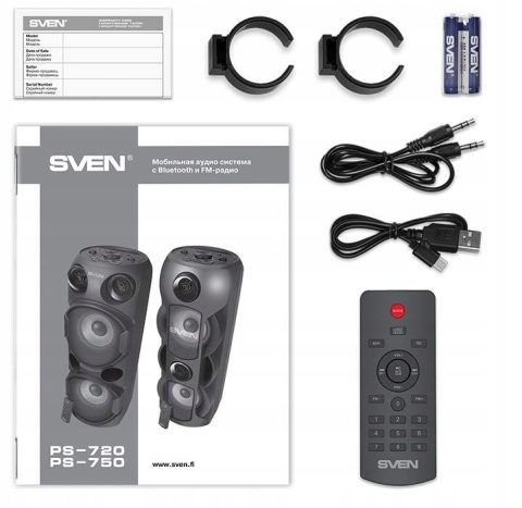 SVEN PS-720 GŁOŚNIK BLUETOOTH 80W TWS PRZENOŚNY SYSTEM AUDIO Z LED KARAOKE