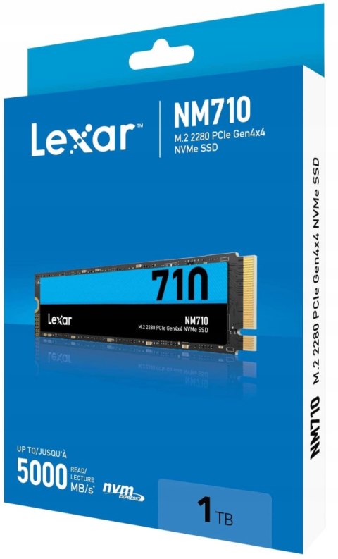 Dysk Lexar Nm710 1Tb Ssd Pcie4.0 M.2 5000Mb/S 4500Mb/S Czarno-Niebieski