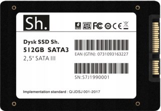 Dysk Ssd 512Gb Sata Iii 2,5'' Tlc 550Mb/S Odczyt 520Mb/S 7Mm Do Pc/Notebook