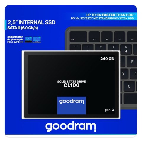Dysk Ssd Goodram Cl100 240Gb Sata Iii 2,5 Gen3 520/400Mb 7Mm 3D Tlc Nand
