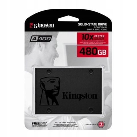 Dysk Ssd Kingston A400 480Gb 2,5 Sata Iii 500Mb/S Odczyt 450Mb/S Cichy
