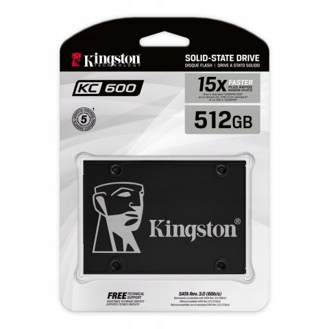 Dysk Ssd Kingston Kc600 512Gb 2,5 Cal Sata Iii Nand 3D Tlc 550/520Mb/S