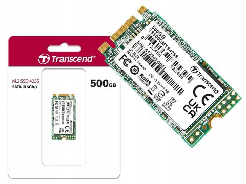 Dysk Ssd M.2 Transcend 500Gb Sata Iii 2242 B+M Złącze 3D Nand