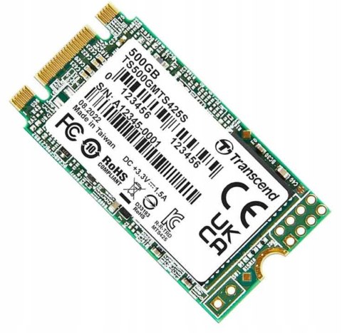 Dysk Ssd M.2 Transcend 500Gb Sata Iii 2242 B+M Złącze 3D Nand