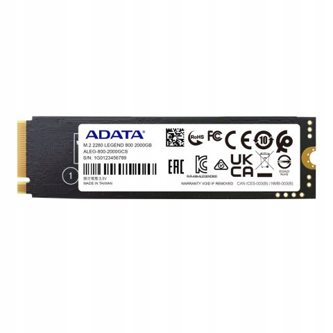 Dysk Ssd M2 Adata Legend 800 2000Gb Pcie Gen4x4 3500/2800 Mb/S Z Radiatorem