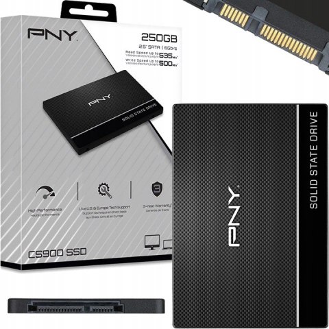 Dysk Ssd Pny Cs900 250Gb 2,5 Cala Sata Iii Bardzo Cichy Niski Pobór Odporny