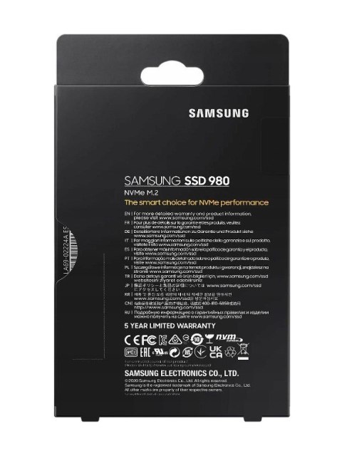 Dysk Ssd Samsung 980 1Tb M.2 2280 Pci-E X4 Nvme 3500Mb/S Odczyt 3000Mb/S