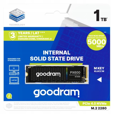 Goodram Px600 Ssd 1Tb Pcie 4X4 M.2 2280 5000/4200Mb/S 3D Nand Do Pc I Ps5
