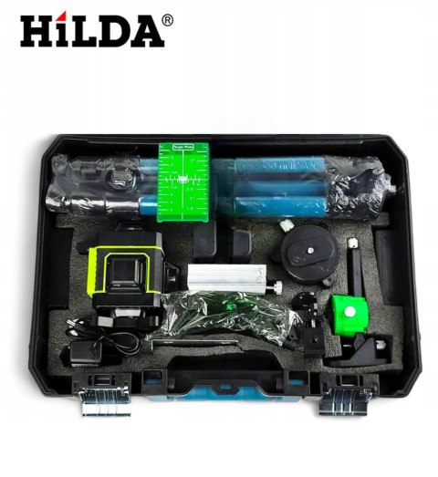 Hilda Laser Krzyżowy Samopoziomujący 16-Liniowy Z 2Xaku Statyw 1M I Walizka