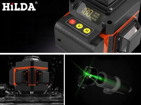 Hilda Laser Krzyżowy Samopoziomujący 16-Liniowy Z 2Xaku Statyw 1M I Walizka