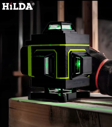 Hilda Laser Krzyżowy Samopoziomujący 16-Liniowy Z 2Xaku Statyw 1M I Walizka