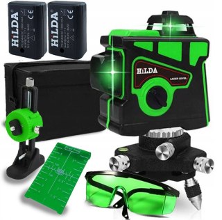 Hilda Poziomica 3D 12 Linii Laser Samopoziomujący Z Blokadą Wahadła+ Zestaw