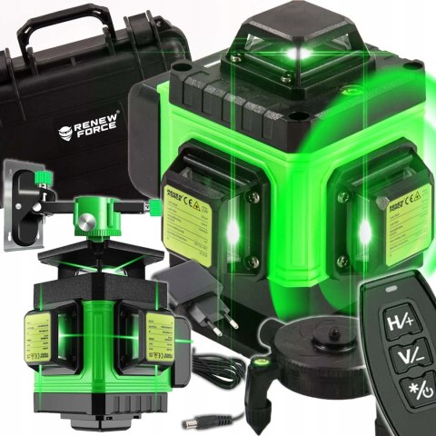 Poziomica Laserowa 360° 4D 16 Linii Samopoziomująca Pro Walizka I 2X Aku