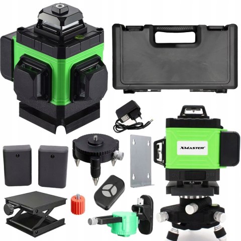 Poziomica Laserowa 4D 16 Linii Ip54 360°+ Zestaw Xxl 2 Aku, Pilot, Walizka