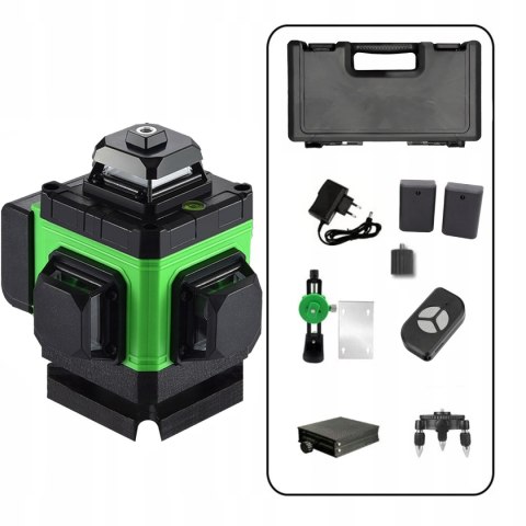Poziomica Laserowa 4D 16 Linii Ip54 360°+ Zestaw Xxl 2 Aku, Pilot, Walizka
