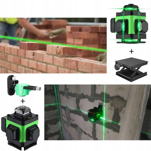 Poziomica Laserowa 4D 16 Linii Ip54 360°+ Zestaw Xxl 2 Aku, Pilot, Walizka