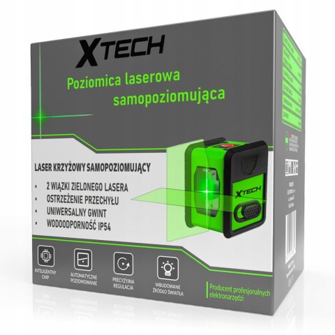 Poziomica Laserowa Xtech Samopoziomująca Krzyżowy 4D 25M + Statyw Z Etui