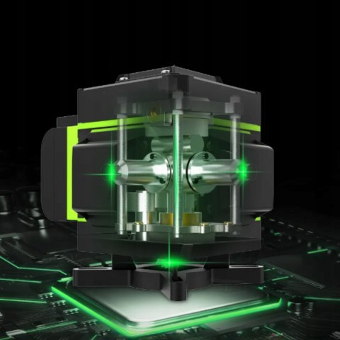 Poziomnica Laserowa 4D 16 Linii Krzyżowa 360° Zestaw Statyw I Akumulatory
