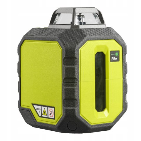 Laser Krzyżowy Ryobi Zielony 360° Samopoziomowanie, 25M, 4Xaa, Ochrona Guma