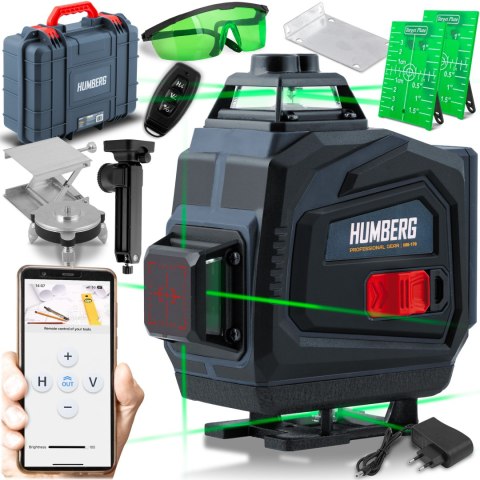 Laserowa Poziomica 4D 16 Linii Z Aplikacją I 2 Akumulatorami 40M Hm-170