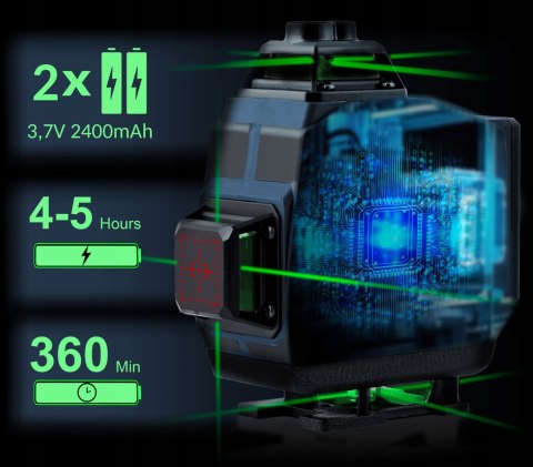 Laserowa Poziomica 4D Humberg Hm-170, 16 Linii, Zasięg 40M, Statyw 150Cm