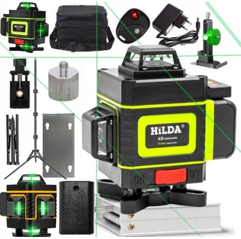 Laserowa Poziomica Hilda 16 Linii 4D Z Statywem 2M - Akumulatorowa 35M