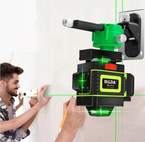 Laserowa Poziomica Hilda 16 Linii 4D Z Statywem 2M - Akumulatorowa 35M