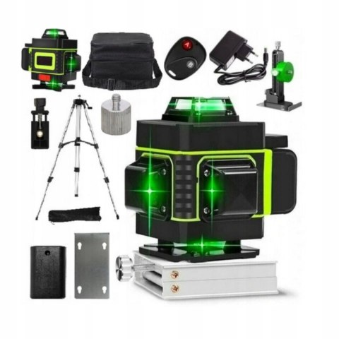 Poziomica Laser Krzyżowa 4D Evander 16 Linii, Statyw 100Cm, 2X Akumulator