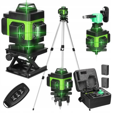 Poziomica Laserowa 16 Liniami 360° 4D Samopoziomująca, Statyw 1,2M I 2Xaku