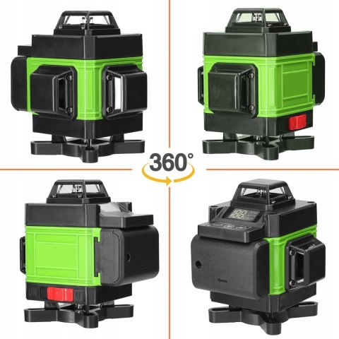 Poziomica Laserowa 16 Liniami 360° 4D Samopoziomująca, Statyw 1,2M I 2Xaku