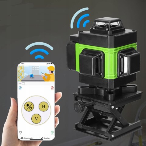 Poziomica Laserowa 16 Liniami 360° 4D Samopoziomująca, Statyw 1,2M I 2Xaku