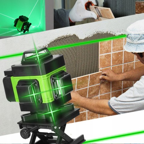 Poziomica Laserowa 16 Liniami 360° 4D Samopoziomująca, Statyw 1,2M I 2Xaku