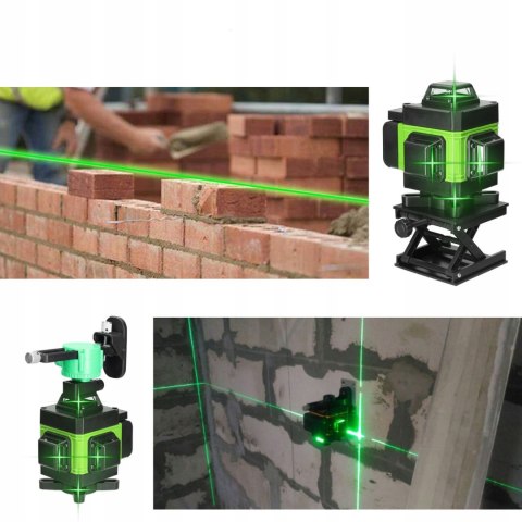 Poziomica Laserowa 16 Liniami 360° 4D Samopoziomująca, Statyw 1,2M I 2Xaku