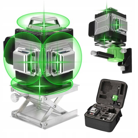 Poziomica Laserowa 16 Liniowa 360° 4D Samopoziomująca Zielony Laser Ip54