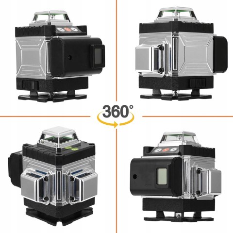 Poziomica Laserowa 16 Liniowa 360° 4D Samopoziomująca Zielony Laser Ip54