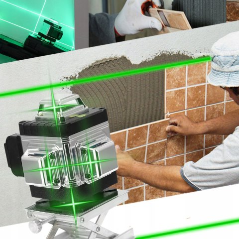 Poziomica Laserowa 16 Liniowa 360° 4D Samopoziomująca Zielony Laser Ip54