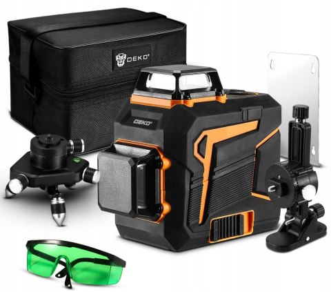 Poziomica Laserowa 360° 3D Zielony Krzyżowy Deko Dkll12pq1 Zestaw Z Pilotem