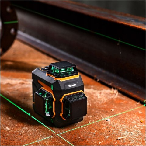Poziomica Laserowa 360° 3D Zielony Krzyżowy Deko Dkll12pq1 Zestaw Z Pilotem