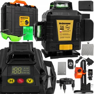 Poziomica Laserowa 360 Heckermann 4D Samopoziomująca Ip54 Z Lcd + Okulary