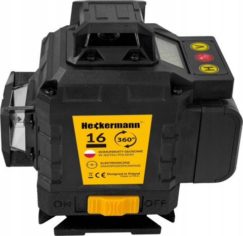 Poziomica Laserowa 360 Heckermann 4D Samopoziomująca Ip54 Z Lcd + Okulary