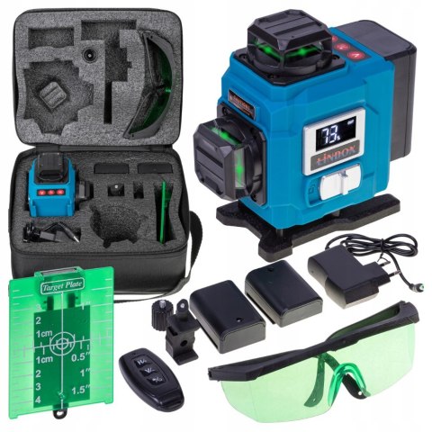 Poziomica Laserowa 360° Ip54 4 Okienka 16 Linii Krzyżowy - Zestaw Z Pilotem