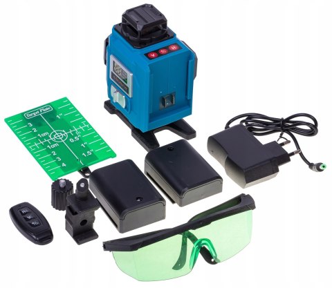 Poziomica Laserowa 360° Ip54 4 Okienka 16 Linii Krzyżowy - Zestaw Z Pilotem