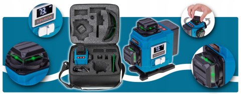 Poziomica Laserowa 360° Ip54 4 Okienka 16 Linii Krzyżowy - Zestaw Z Pilotem