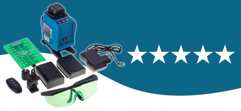 Poziomica Laserowa 360° Ip54 4 Okienka 16 Linii Krzyżowy - Zestaw Z Pilotem