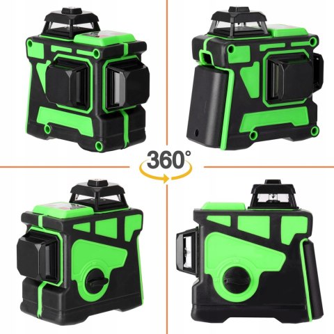 Poziomica Laserowa 3D 12 Lini, Samopoziomowanie, 360° Obrót + Statyw