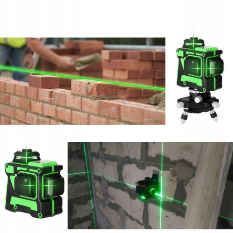 Poziomica Laserowa 3D 12 Lini, Samopoziomowanie, 360° Obrót + Statyw