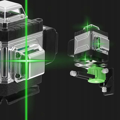 Poziomica Laserowa 4D 16 Linii Samopoziomująca Z Pilotem I 2 Przenośne Aku
