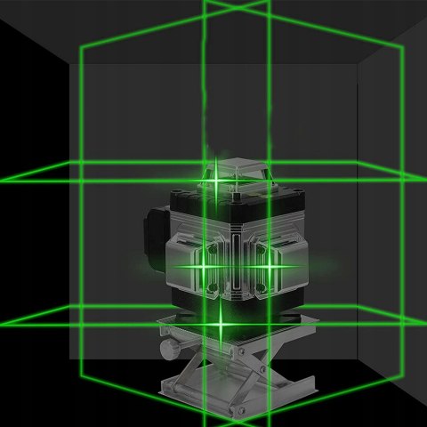 Poziomica Laserowa 4D 16 Linii Samopoziomująca Z Pilotem I 2 Przenośne Aku