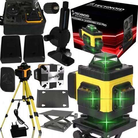 Poziomica Laserowa 4D 2Xakumulator 50M Walizka Statyw Pilot Profesjonalna